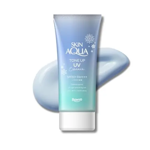 SKIN AQUA Tone Up UV Essence Sonnenschutz, brightening & klares Finish, Blau, 80g, SPF50+ PA++++