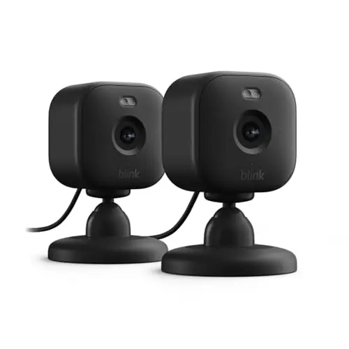 Blink Mini 2 – Smarte Sicherheitskamera mit Farb-Nachtsicht, Spotlight und Gegensprechfunktion – 2 Stück (Schwarz)