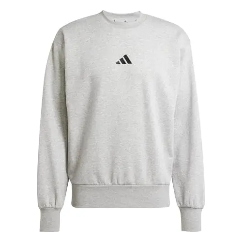 adidas Herren Essentials FEELCOZY Fleece Sweatshirt in Grau/Schwarz, Größe L
