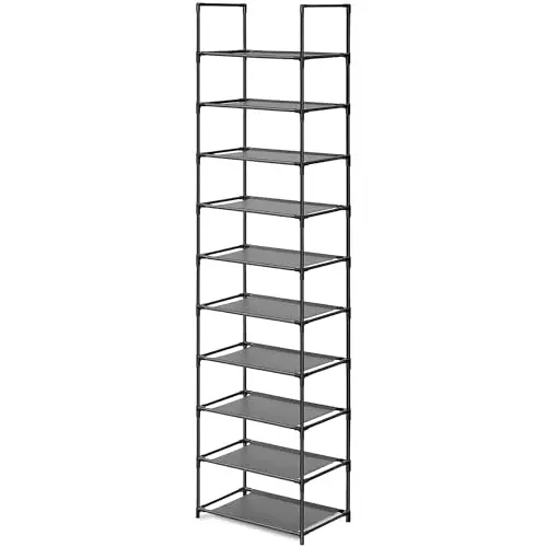 edihome Schuhregal, 10 Ebenen, schmal und hoch, Kunststoff, vertikal, 28 x 45 x 173 cm