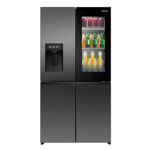 Hisense Kühl-Gefrierkombination, 615L, Schwarz, mit Eis- & Wasserspender, UV-Wasseraufbereitung, leise