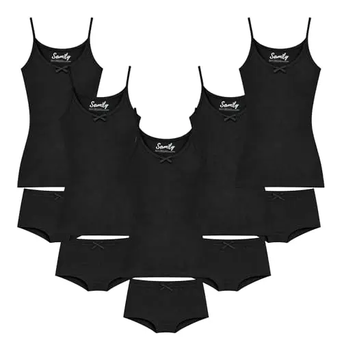 SAMILY Mädchen Unterwäsche-Set, 10-teilig (Schwarz, Größe 122–128)
