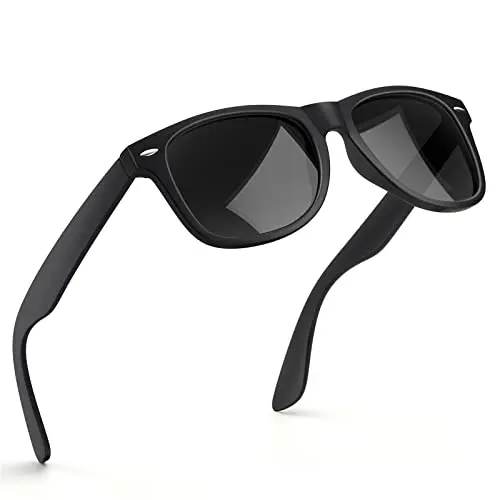 wearPro Retro Sonnenbrille für Herren und Damen - Polarisierter UV400 Schutz - Klassisch Eckig, schwarz-grau