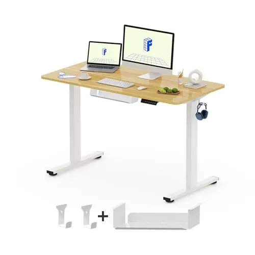 FlexiSpot Höhenverstellbarer Schreibtisch Basic – Ergonomischer Bürotisch 120x60cm in Ahorn