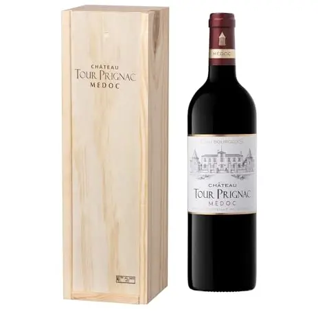 Geschenkset Holzkiste - Château Tour Prignac - Rotwein - AOP Medoc - 75cl