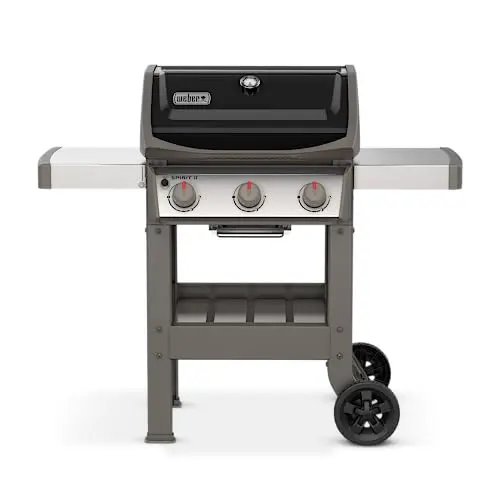 Weber Spirit II E-310 GBS Gasgrill - 3 Brenner, abklappbarer Seitentisch, 60 x 46 cm Grillfläche, Schwarz/Silber