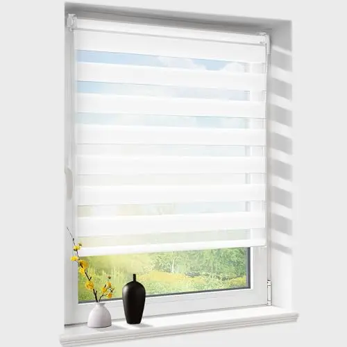 Doppelrollo klemmfix ohne Bohren, weiß, B80 x H180 cm, lichtdurchlässig & verdunkelnd