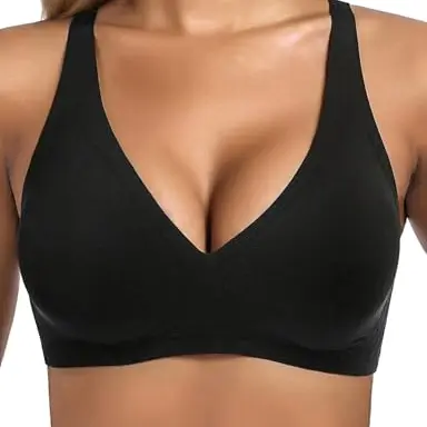 Bresdk Nahtloser Push-Up BH für Damen, Schwarz, L