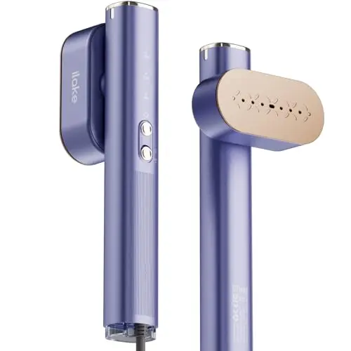 iLAKE Handheld Dampfglätter für Kleidung, tragbarer 2-in-1 Dampfer und Bügeleisen, ideal für Reisen, Blau