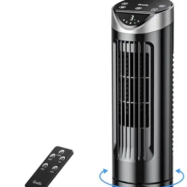 Grelife Turmventilator mit Fernbedienung, leise, 3 Geschwindigkeiten, 90° Oszillation, 8-Std-Timer, ideal für Wohnzimmer und Büro