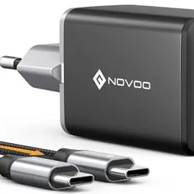 NOVOO 67W USB C Ladegerät, 3-Port GaN Ⅲ Schnellladegerät für MacBook Pro, iPad Pro, iPhone 16 und Galaxy S23