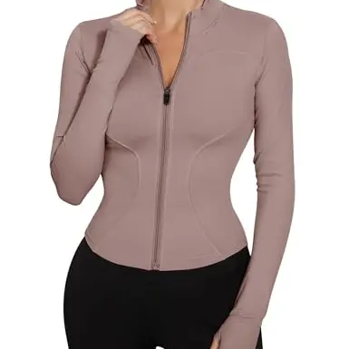 IECCP Damen Sport Crop Top Langarm Shirt für Fitness und Yoga mit Daumenloch, Größe L