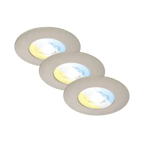 BRILONER 3er Set LED Einbaustrahler 230V, IP44 Deckenstrahler für Badezimmer, Lichtfarbe einstellbar, Matt-Nickel