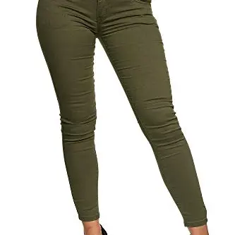 Elara Damen High Waist Jeans Skinny in Grün (7XL)