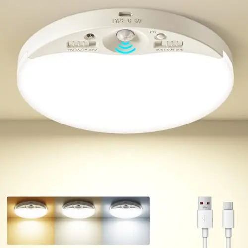 Zemty 16CM Akku Lampe mit Bewegungsmelder, dimmbare Deckenlampe für Flure, Badezimmer, Küche und Treppen