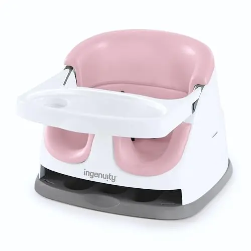 Ingenuity 2 in 1 Sitzerhöhung für Kleinkinder mit abnehmbaren Tablett, leicht zu reinigen, ideal für unterwegs, Peony, ab 6 Monaten