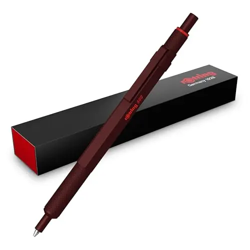 Rotring 600 Kugelschreiber - Mittlere Spitze - Schwarz - Vollmetallschaft - Schokoladenbraun - Rutschfester Griff