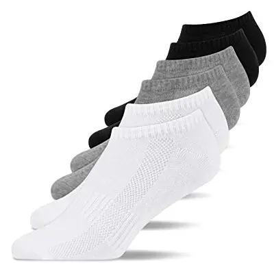 Snocks Sneaker Socken für Herren & Damen (6 Paar) - 2x Schwarz, 2x Weiß, 2x Grau - Größe 43-46
