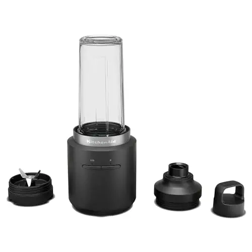 KitchenAid kabelloser Personal Blender 473 ml BPA-freier Becher, Pulse-Taste, Edelstahlklingen, Schwarz