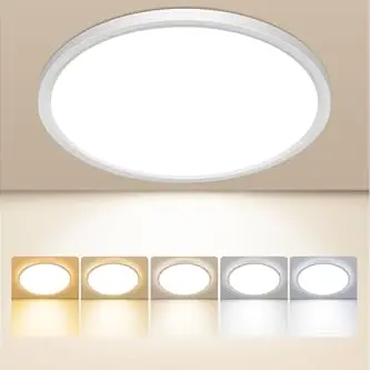 LED Deckenleuchte 18cm, 5 Farbtemperaturen, Wasserfest IP44, 15W, Ultra Dünn, für Badezimmer, Küche, Schlafzimmer, Flur, Wohnzimmer