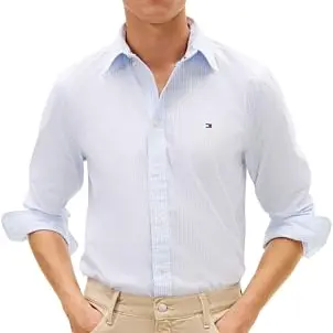 Tommy Hilfiger Herren Hemd mit Streifen in Blau, Größe M