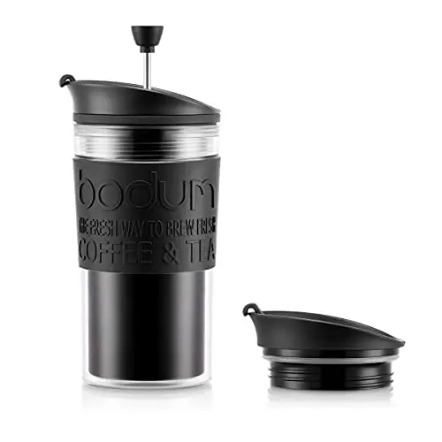 Bodum Travel Press Kaffeebereiter, 0.35 L, Schwarz/Transparent