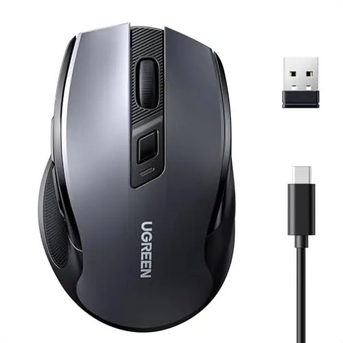 UGREEN Kabellose 2.4G & Bluetooth Maus mit USB-C, 4000DPI, Ergonomisch & Leise, Kompatibel mit Laptop Windows, macOS, Linux