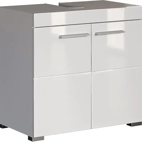 trendteam Amanda Waschbeckenunterschrank Weiß Hochglanz mit Einlegeboden - 60 x 56 x 34 cm