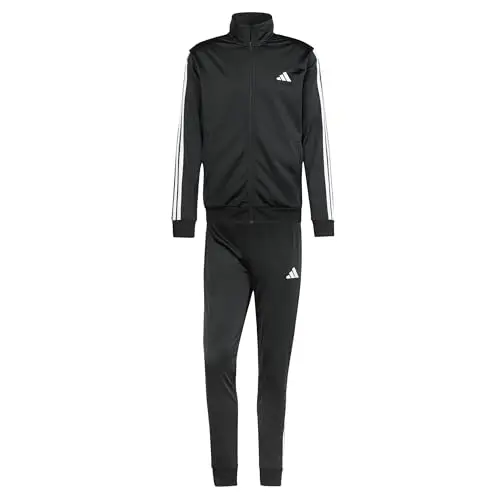 adidas Herren Sportswear Basic 3 Streifen Tricot Trainingsanzug, Schwarz, S