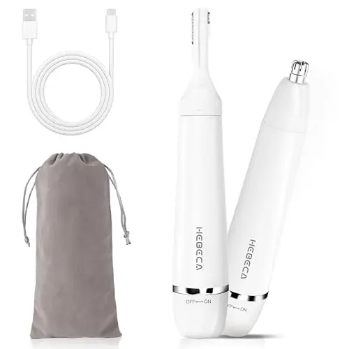 HEBECA Nasenhaartrimmer für Männer & Frauen - 2-in-1 Nasen & Ohrhaartrimmer, kabellos, wiederaufladbar, Augenbrauenrasierer