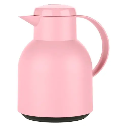Emsa Samba Isolierkanne 1L, Kunststoff, Puderrosa, 12h heiß/24h kalt, Quick Press Verschluss