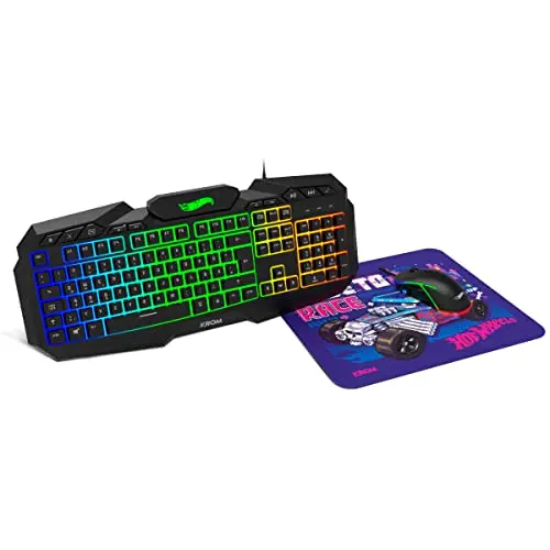 KROM Hot Wheels Kit: RGB Tastatur, Maus & Mausunterlage - Deutsch Layout, Schwarz