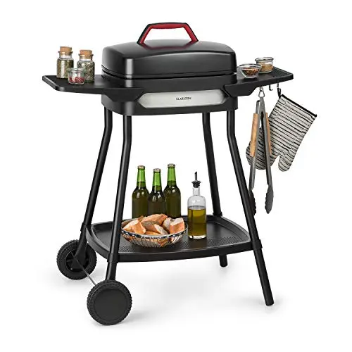 Klarstein Gatsby Elektrogrill mit zwei Seitentischen, 2000 W, 40 x 36 cm Grillfläche, schwarz