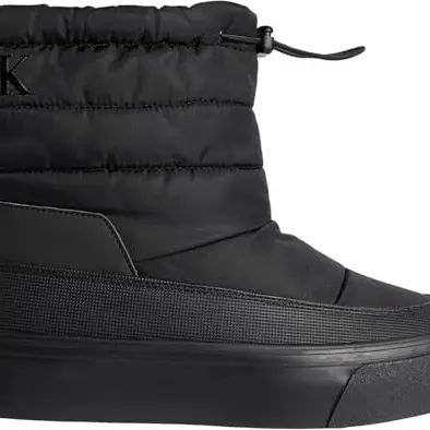Calvin Klein Damen Mid Boot Stiefel, Snowboot, Nylon-Mix, Plateau, Schwarz, Größe 36