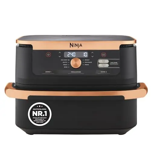 Ninja Foodi FlexDrawer Air Fryer 7-in-1, 10,4 Liter, herausnehmbarer Trenner, antihaftbeschichtet, spülmaschinenfest, Schwarz/Kupfer