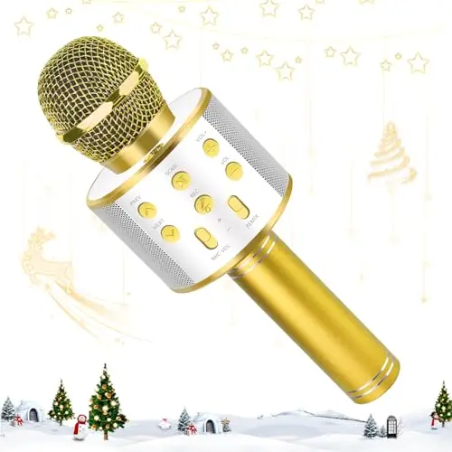 KEWUZY Drahtloses Bluetooth Karaoke Mikrofon für Kinder, 5 in 1 KTV Karaoke Maschine, ideales Geschenk