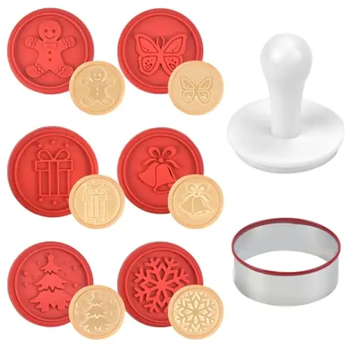SCHYIDA 8-teiliges Weihnachts Keksstempel Set mit 6 Motiven für personalisierte Plätzchen