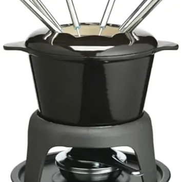 MasterClass Fondue-Set aus Gusseisen für Schokolade und Käse, 21 x 18 cm, schwarz