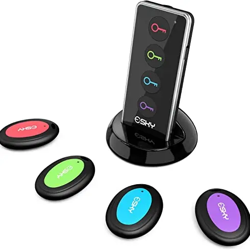 Esky Schlüsselfinder mit LED-Lampe – Tragbarer Schlüsselanhänger und Item Tracker für Schlüssel, Brieftasche, Handy und Gepäck