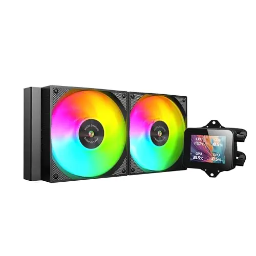 Mars Gaming ML-VISION240 AIO Flüssigkeitskühlung mit 2x ARGB-Lüftern und IPS LCD-Display, Schwarz