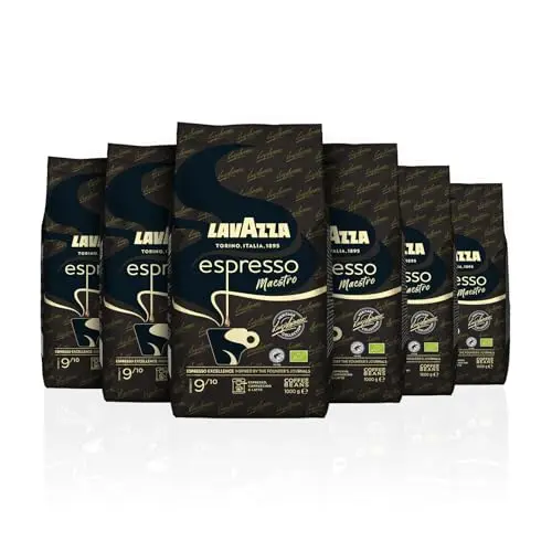Lavazza Espresso Maestro Kaffeebohnen für Espressomaschinen, Intensität 9, 1 kg - Aromatischer Geschmack, 100% Bio