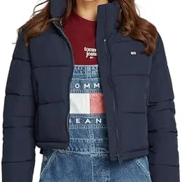 Tommy Jeans Damen Cropped Pufferjacke, Blau (Dark Night Navy), M