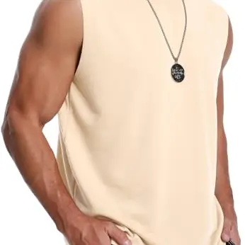 Herren ärmelloses Sommer Tank Top, locker, apricot, Größe S