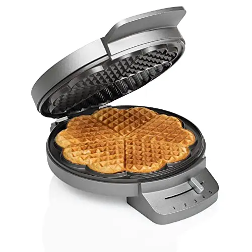 Princess Waffeleisen mit Herzform, 1200 Watt, 5 Heizstufen, Kontrollleuchte