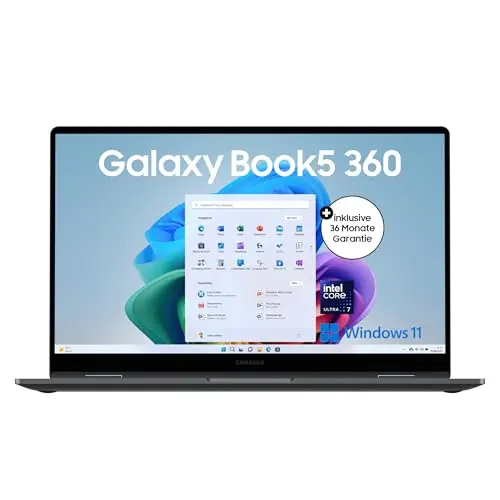 Samsung Galaxy Book5 360 15,6" 2-in-1 Laptop mit Intel Core Ultra 7, 16 GB RAM, 512 GB Speicher, Moonstone Gray, 3 Jahre Garantie