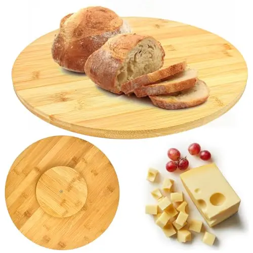 CAREDGO Drehteller rund aus Holz 35 cm - Serviertablett für Käse, Obst und Brötchen