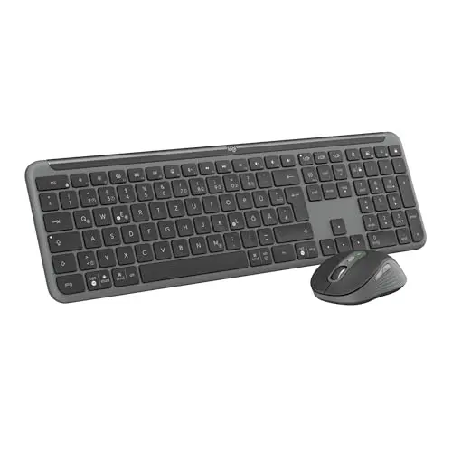 Logitech MK950 Signature Slim kabelloses Tastatur-Maus-Set, schlankes Design, leise Tasten, Bluetooth, DEU QWERTZ-Layout, Graphit