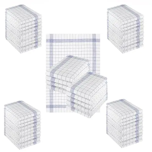 Betz 50er Set Halbleinen Geschirrtücher 50 x 70 cm - Saugstarke Jacquard Küchentücher in Blau