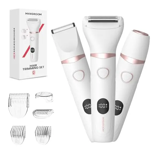 MAXGROOM 3-in-1 Damen Intimrasierer mit Akku, LED, Nass/Trocken, Bikini Trimmer