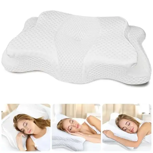 CHxxy Memory Foam Kissen für Nacken- und Schulterschmerzen, ergonomisch geformt, weich, für seitliche, Bauch- und Rückenschläfer